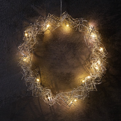 Светодиодная фигура «Венок» 25×25×6 см, 15 LED, батарейки AAx2 (не в комплекте), свечение теплое белое