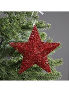 Подвеска световая «Звезда красная», 20×20х5 см, 10 LED, от батареек AG13×3, свечение тёплое белое - фото 6622154