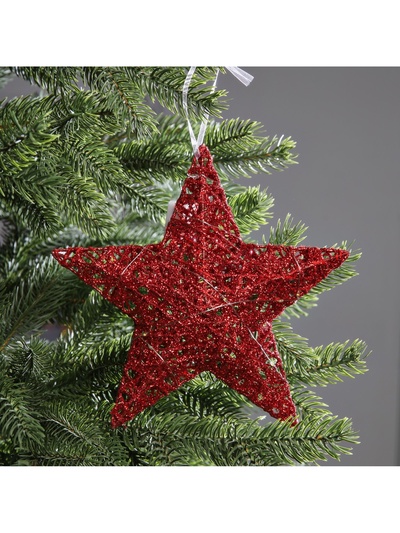 Подвеска световая «Звезда красная», 20×20×5 см, 10 LED, от батареек AG13×3, свечение тёплое белое