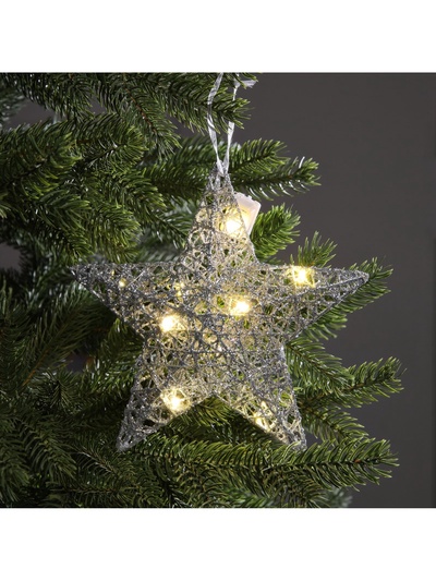 Подвеска световая «Звезда серебристая», 20×20×5 см, 10 LED, от батареек AG13×3, свечение тёплое белое
