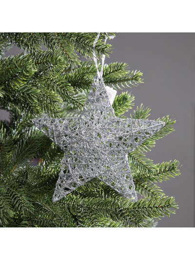 Подвеска световая «Звезда серебристая», 20×20×5 см, 10 LED, от батареек AG13×3, свечение тёплое белое