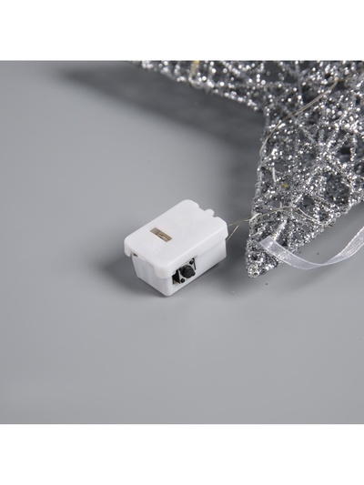 Подвеска световая «Звезда серебристая», 20×20×5 см, 10 LED, от батареек AG13×3, свечение тёплое белое