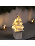 Фигура деревянная «Ёлочка белая», 27×14×14 см, 35 LED, батарейки AAx2 (не в комплекте), свечение теплое белое - фото 119641062