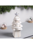 Фигура деревянная «Ёлочка белая», 27×14×14 см, 35 LED, батарейки AAx2 (не в комплекте), свечение теплое белое - фото 119641063
