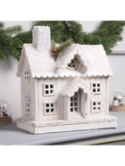 Фигура деревянная «Изба белая», 30×15×34 см, 5 LED, батарейки AAx2 (не в комплекте), свечение теплое белое - Фото 5