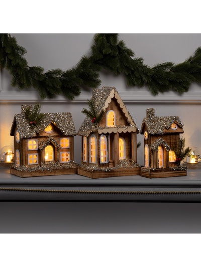 Фигура деревянная «Изба», 26×23×12 см, 5 LED, батарейки AAx2 (не в комплекте), свечение теплое белое