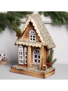 Фигура деревянная «Изба», 21×12×23 см, 5 LED, батарейки AAx2 (не в комплекте), свечение теплое белое - фото 119641080