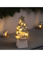 Фигура деревянная «Ёлочка белая», 27×14×14 см, 35 LED, батарейки AAx2 (не в комплекте), свечение теплое белое - Фото 4