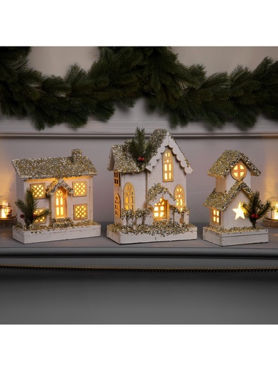 Фигура деревянная «Хижина» 21×23×9 см, 5 LED, батарейки ААx2 (не в комплекте), свечение тёплое