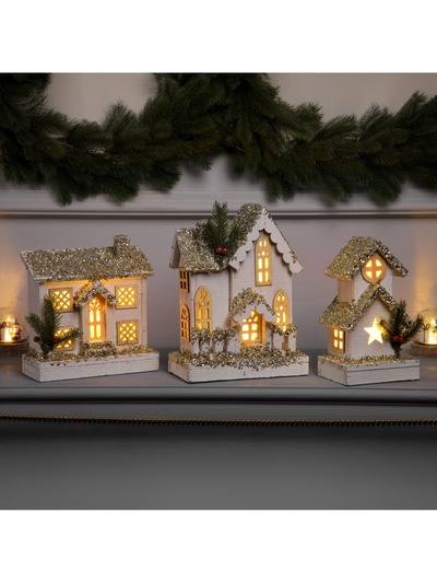 Фигура деревянная «Хижина», 28×21×11 см, 5 LED, батарейки AAx2 (не в комплекте), свечение теплое белое