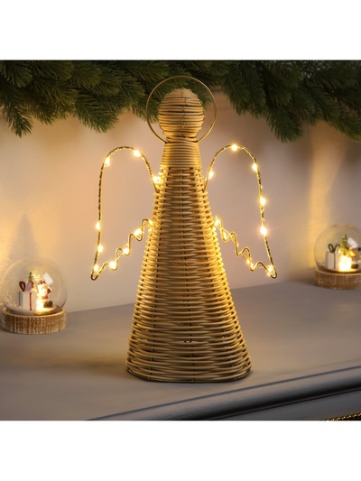 Фигура световая «Ангел плетёный», 32×16×9 см, 20 LED, батарейки ААх2 (не в комплекте), свечение теплое белое