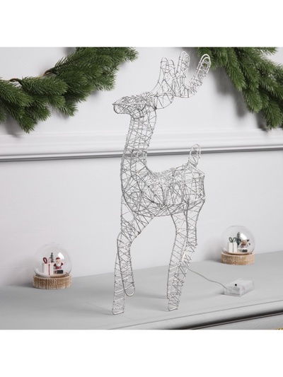 Светодиодная фигура «Олень бежевый» 45×22×6 см, 20 LED, от батареек ААx2, свечение тёплое белое