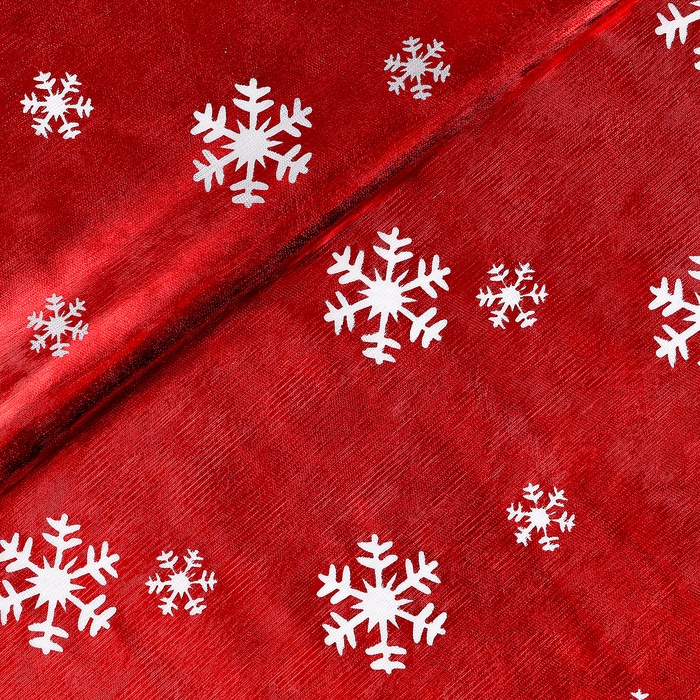 Ткань для рукоделия, «Белые снежинки», красный, лоскут 100×150 см - Фото 1