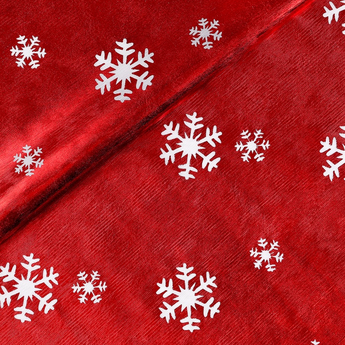 Ткань для рукоделия, «Белые снежинки», красный, лоскут 50 × 150 см - Фото 1