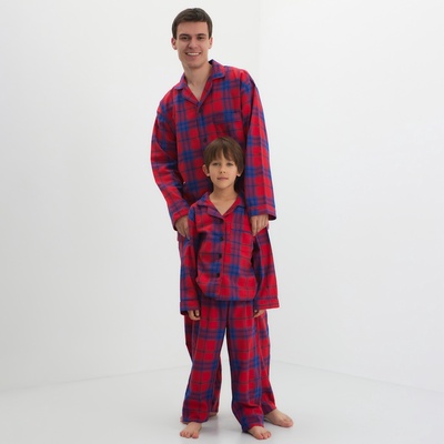 Пижама мужская из фланели (рубашка, брюки) KAFTAN, размер 50