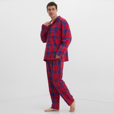 Пижама мужская из фланели (рубашка, брюки) KAFTAN, размер 50