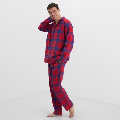 Пижама мужская из фланели (рубашка, брюки) KAFTAN, размер 50