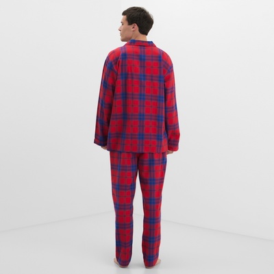 Пижама мужская из фланели (рубашка, брюки) KAFTAN, размер 52