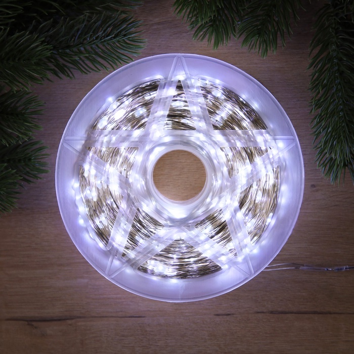 Гирлянда «Нить» 200 м роса, IP44, серебристая нить, 2000 LED, свечение белое, 36 В - Фото 1