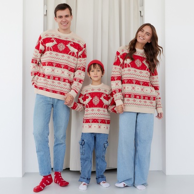 Свитер вязаный новогодний KAFTAN Scandinavia, красный, размер 54