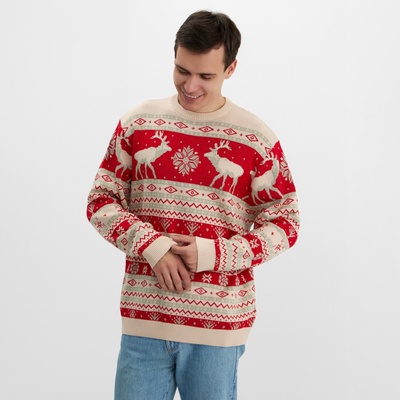 Джемпер вязаный новогодний KAFTAN Scandinavia размер 54, цвет красный