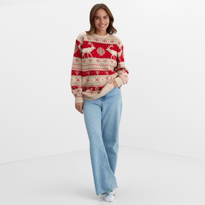 Джемпер вязаный новогодний KAFTAN Scandinavia размер 54, цвет красный