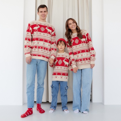 Джемпер детский новогодний вязаный KAFTAN: Scandinavia, красный, размер 30 (98-104 см)