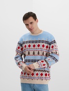 Свитер вязаный новогодний KAFTAN Scandinavia, голубой, размер 48 - Фото 4