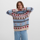 Джемпер вязаный новогодний KAFTAN Scandinavia размер 48, цвет голубой - Фото 10