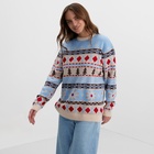 Джемпер вязаный новогодний KAFTAN Scandinavia размер 50, голубой - Фото 8