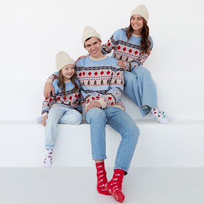 Джемпер вязаный новогодний KAFTAN Scandinavia размер 52, цвет голубой