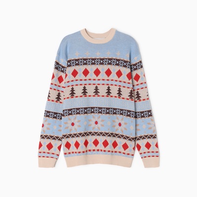 Джемпер вязаный новогодний KAFTAN Scandinavia размер 52, цвет голубой