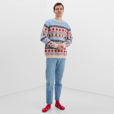 Джемпер вязаный новогодний KAFTAN Scandinavia размер 52, цвет голубой