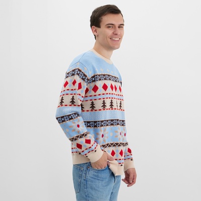 Джемпер вязаный новогодний KAFTAN Scandinavia размер 52, цвет голубой