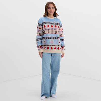 Джемпер вязаный новогодний KAFTAN Scandinavia размер 52, цвет голубой