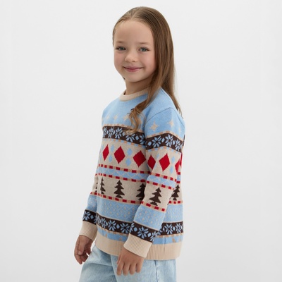 Джемпер детский новогодний вязаный KAFTAN: Scandinavia, голубой, размер 30 (98-104 см)