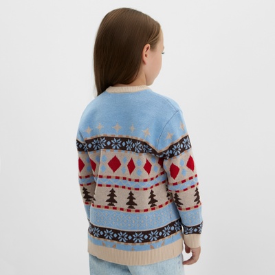 Джемпер детский новогодний вязаный KAFTAN: Scandinavia, голубой, размер 30 (98-104 см)