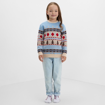 Джемпер детский новогодний вязаный KAFTAN: Scandinavia, голубой, размер 30 (98-104 см)
