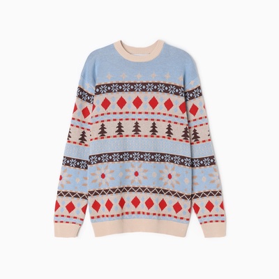 Джемпер детский новогодний вязаный KAFTAN: Scandinavia, голубой, размер 30 (98-104 см)