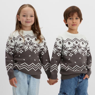 Джемпер детский новогодний вязаный KAFTAN: Scandinavia, серый, размер 34 (122-128 см)