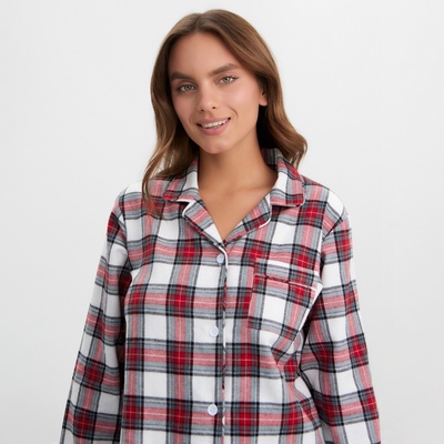 Пижама женская из фланели клетка (рубашка и брюки) KAFTAN, размер 48-50