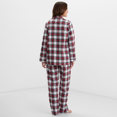 Пижама женская из фланели клетка (рубашка и брюки) KAFTAN, размер 48-50