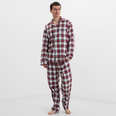 Пижама мужская из фланели (рубашка и брюки) KAFTAN, размер 48