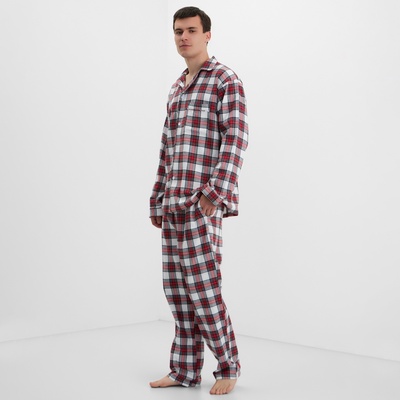 Пижама мужская из фланели (рубашка, брюки) KAFTAN, размер 50