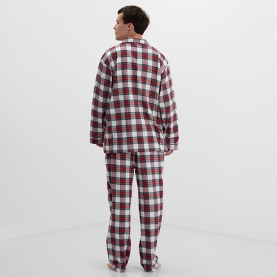 Пижама мужская из фланели (рубашка, брюки) KAFTAN, размер 50