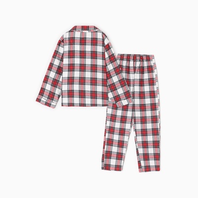 Пижама для девочки новогодняя из фланели (рубашка и брюки) KAFTAN, размер 32 (110-116 см), красно-белая