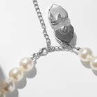 Набор 2 предмета; серьги, колье «Сердце» крупный жемчуг, цвет белый в серебре - Фото 3