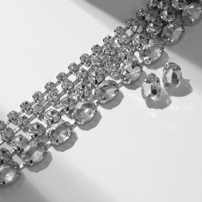 Набор 2 предмета: серьги, колье «Вечерний» 4 ряда, цвет белый в серебре