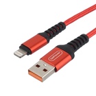 Кабель GoPower GP02L, Lightning - USB, 2.4 А, 1 м, передача данных, нейлон, красный 10815942 - фото 13605321