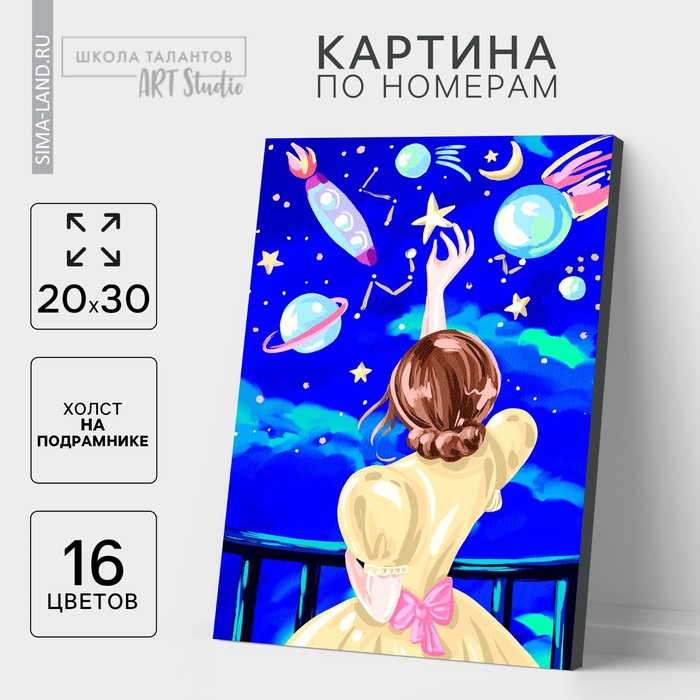 УЦЕНКА Картина по номерам на холсте с подрамником «Ночное небо» 20×30 см - Фото 1